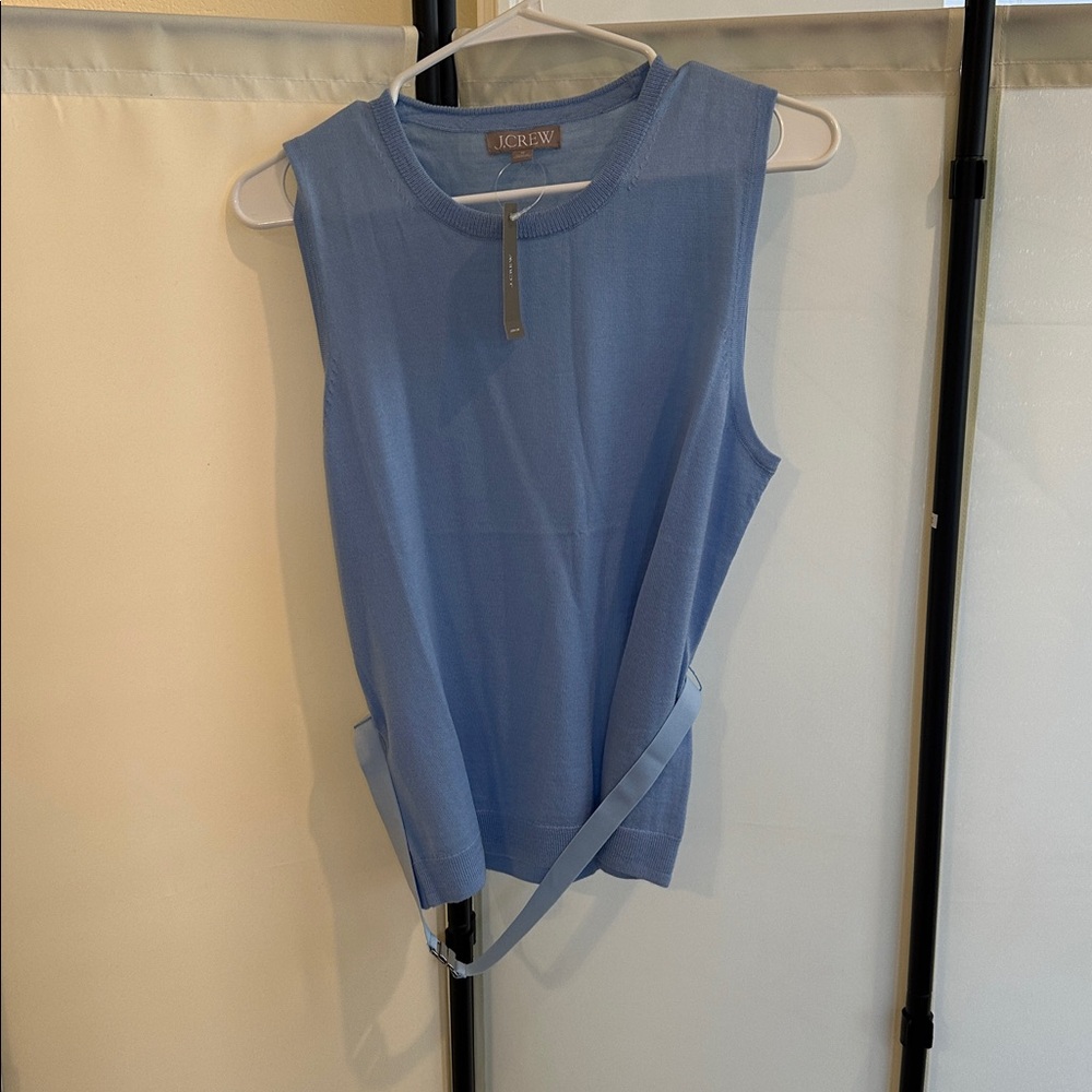 J. Crew Light Blue Sleeveless Merino Wool with Belt NWT